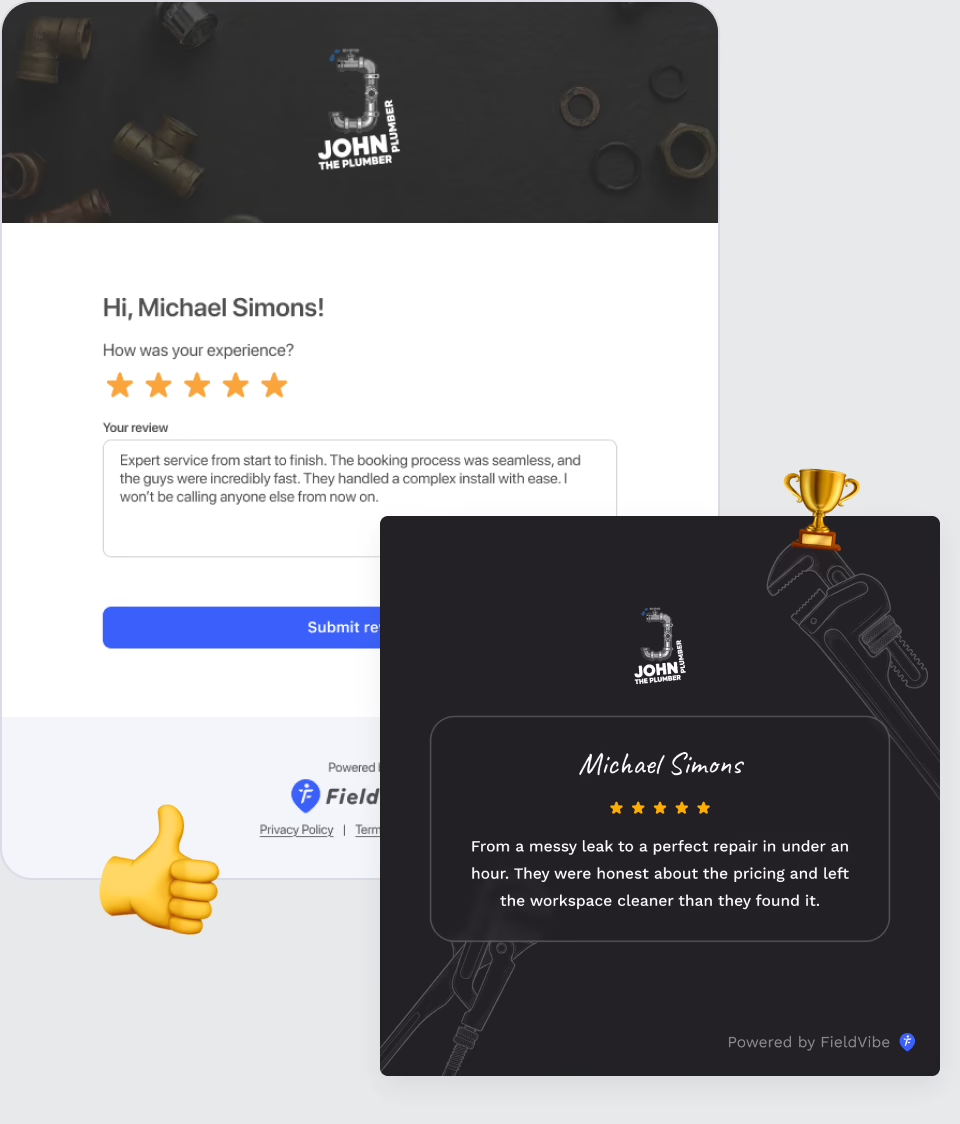 Client reviews for your plumbing business