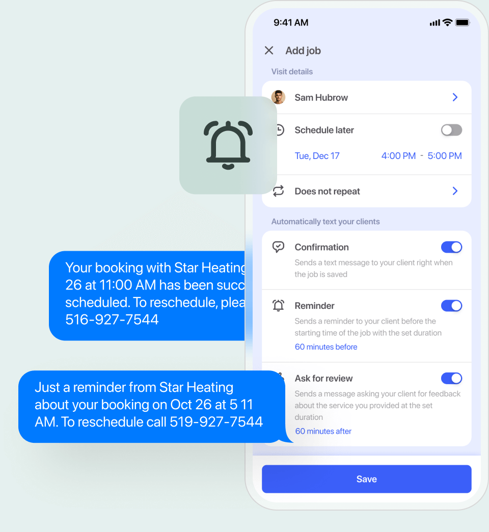Keep customers on schedule with automated reminders