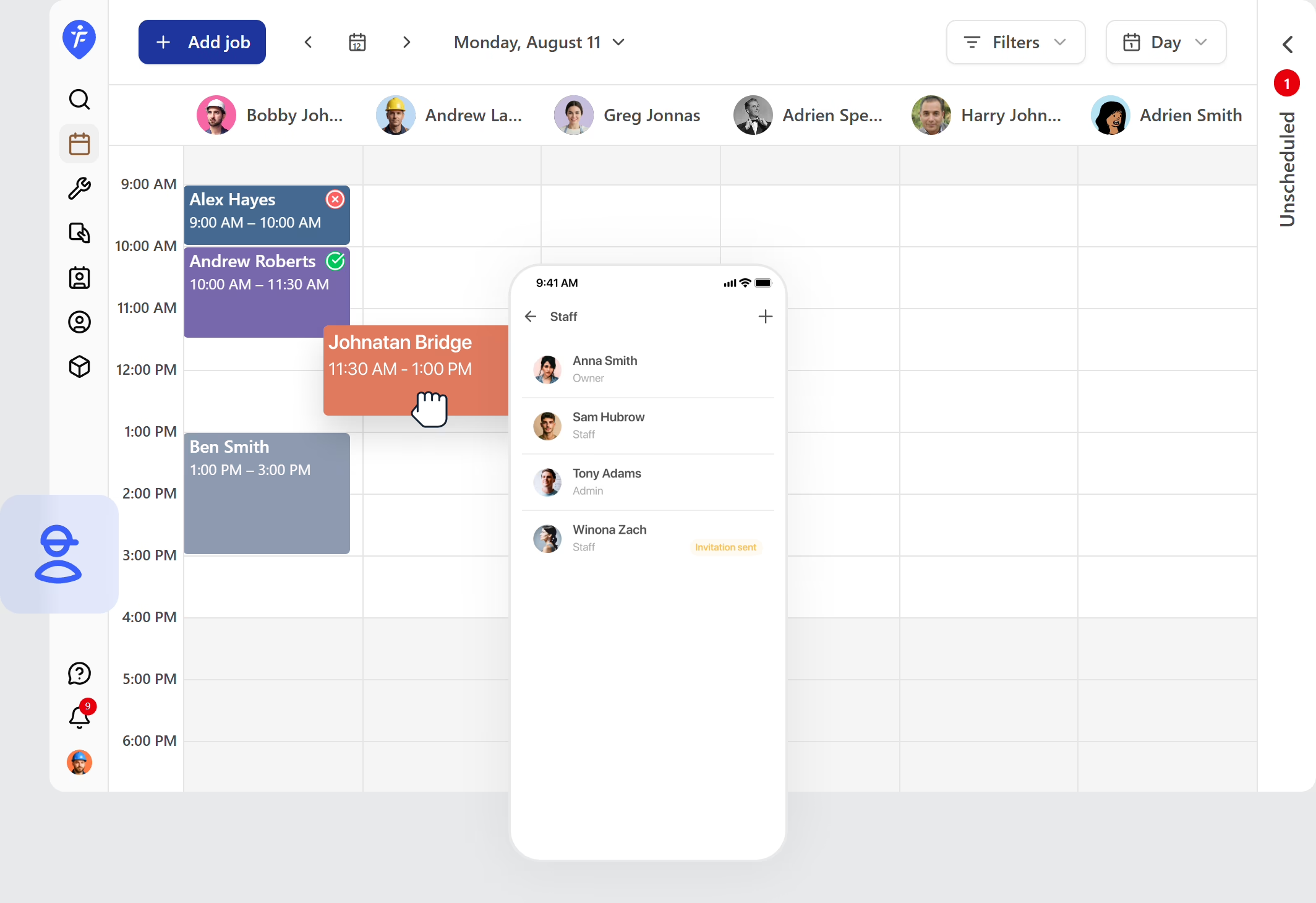 Simple staff scheduling for small plumbing businesses