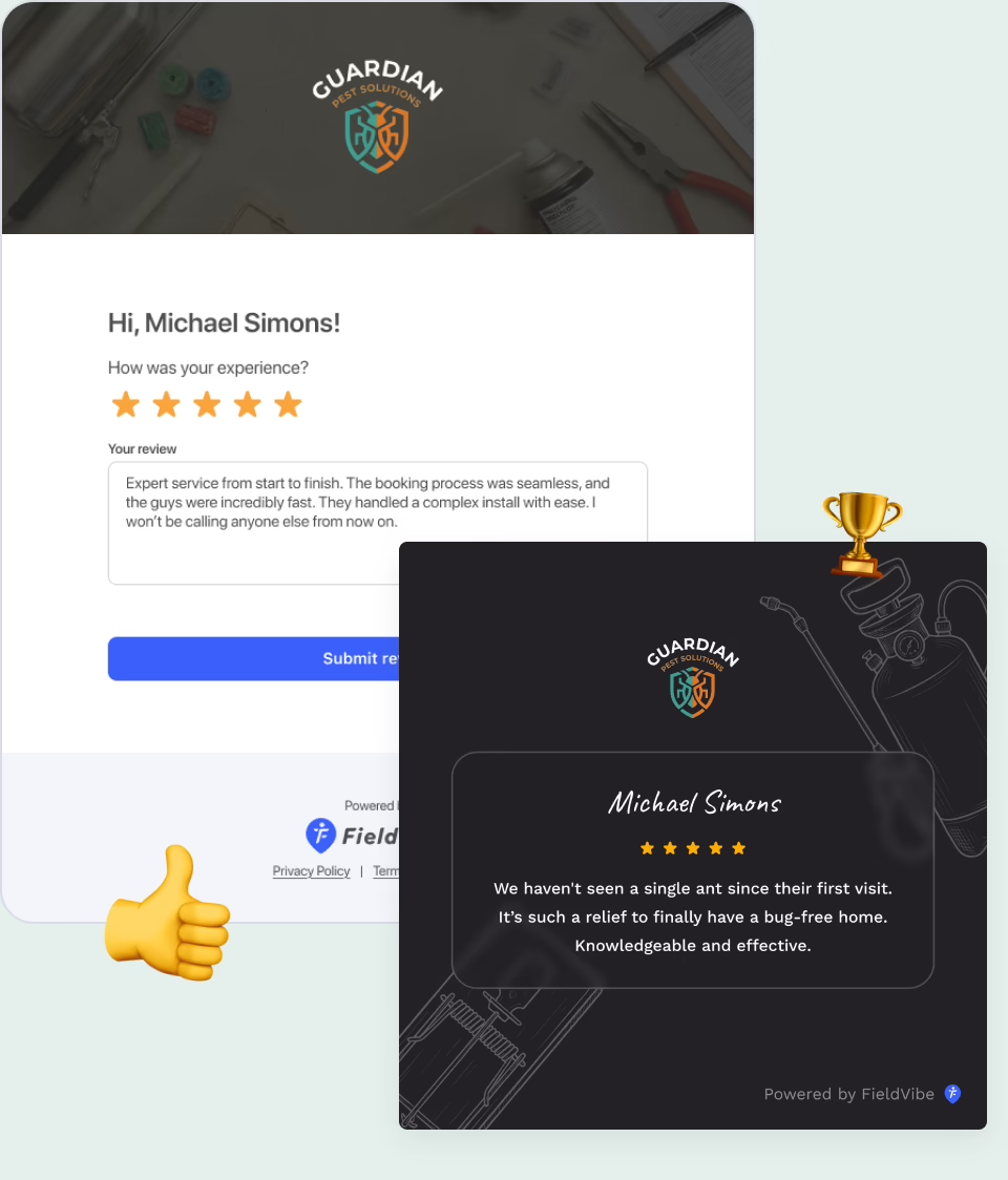 Client reviews for your pest control business