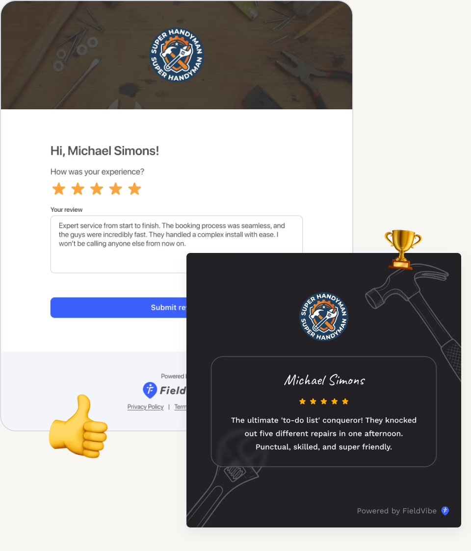 Client reviews for your handyman business