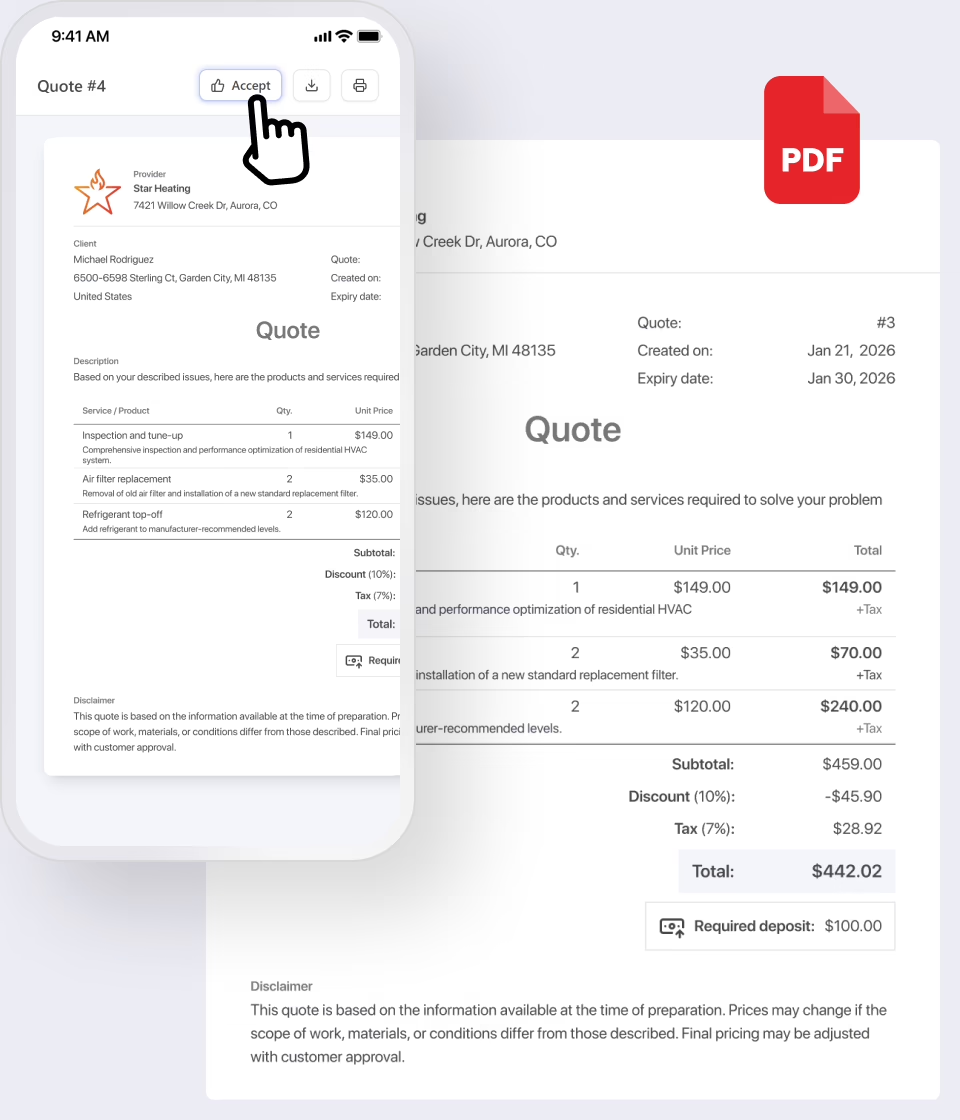 Win more HVAC jobs with professional Quotes