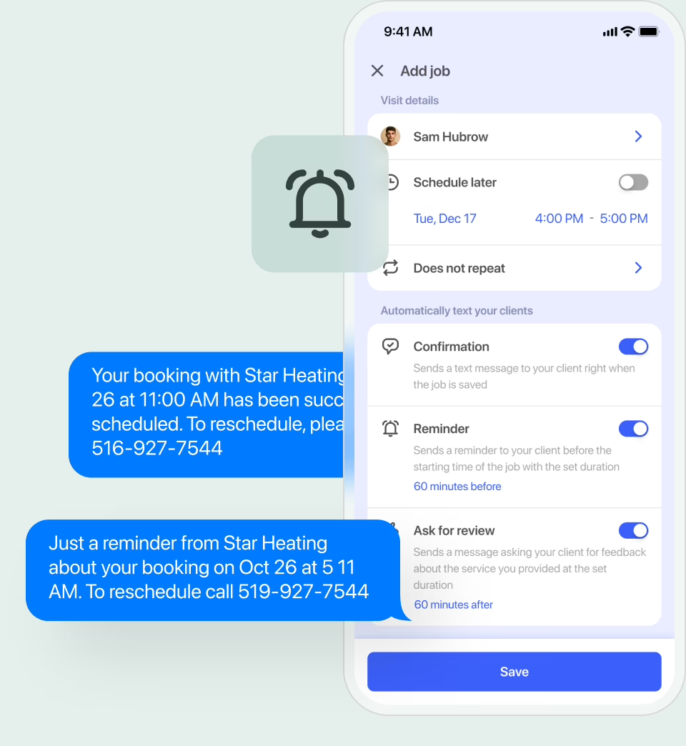 Keep customers on schedule with automated reminders