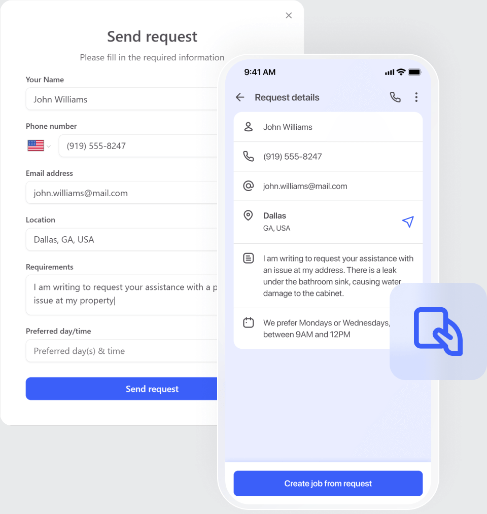 Work requests: organize your plumbing service inquiries