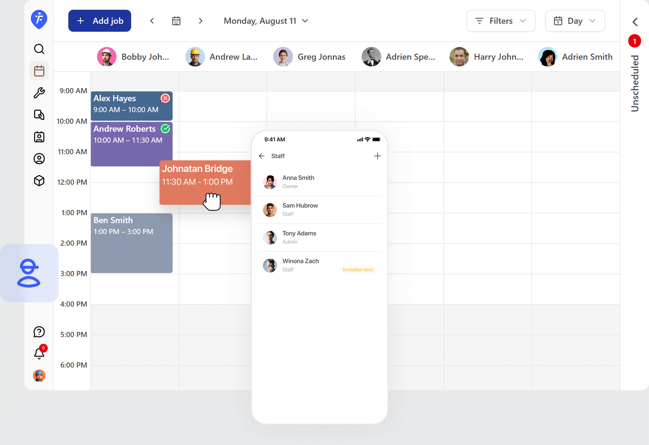 Simple staff scheduling for micro plumbing businesses
