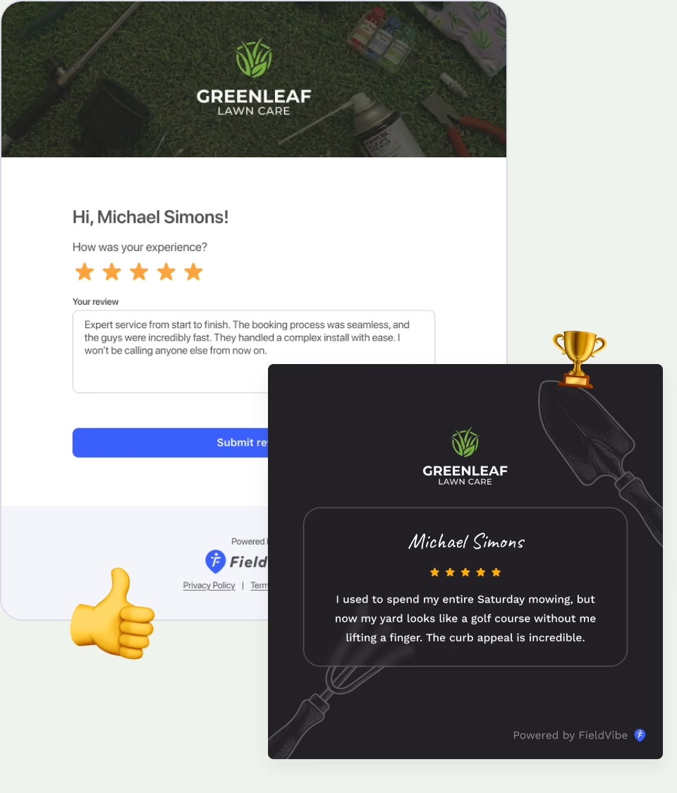 Client reviews for your lawn care business