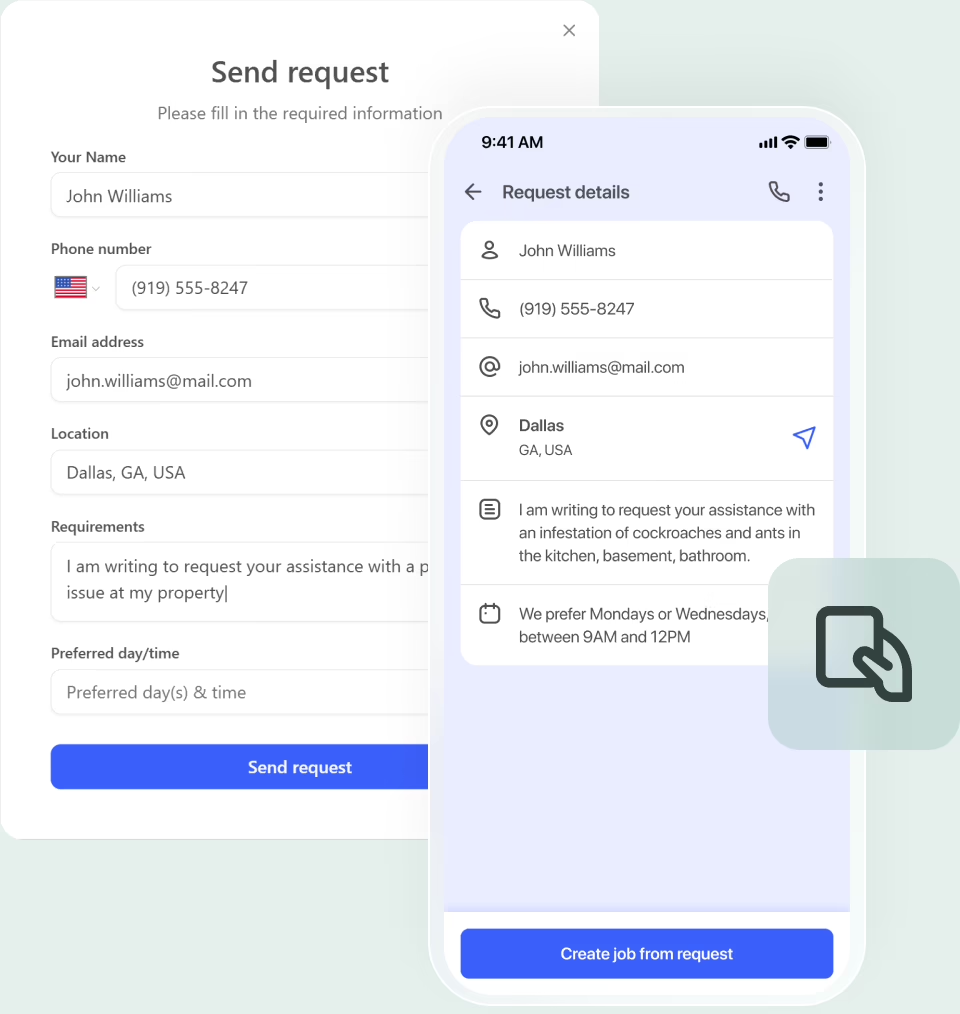 Work requests: capture your pest control inquiries