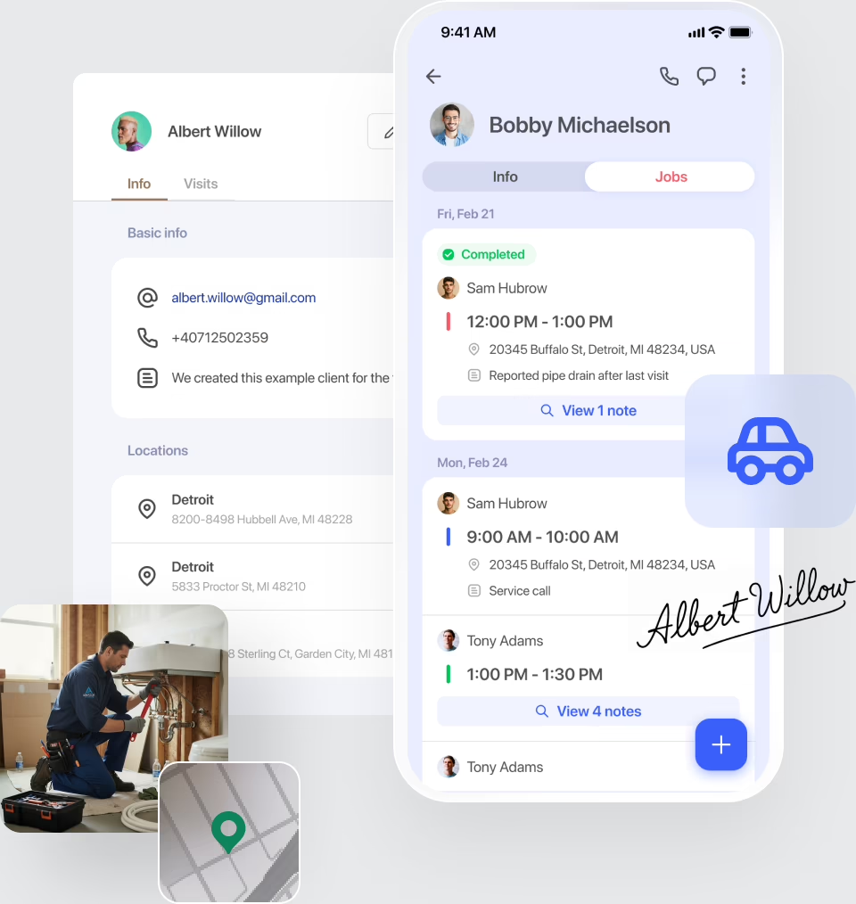 Cloud-based client sheets & job history