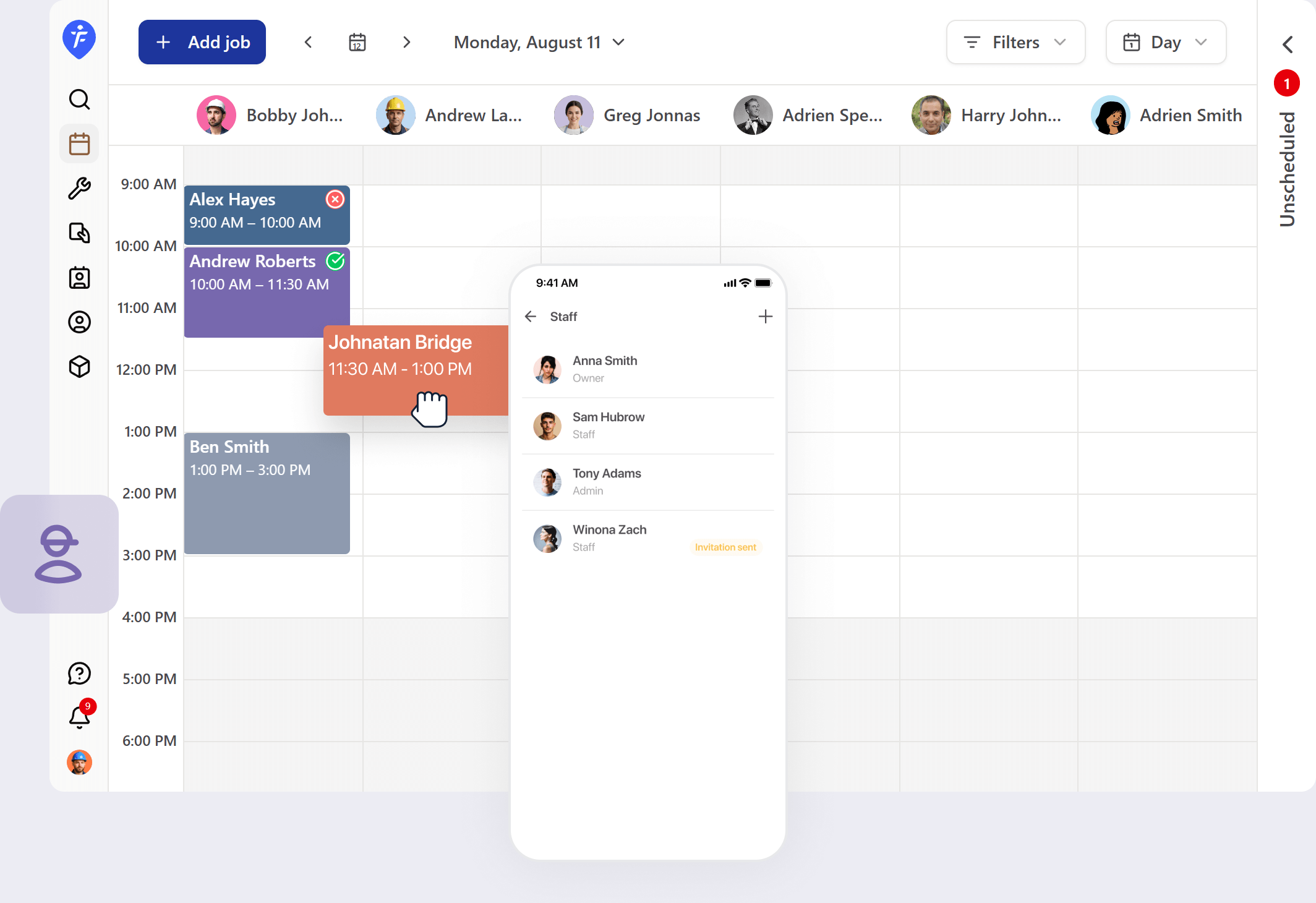 Simple team scheduling for micro cleaning businesses
