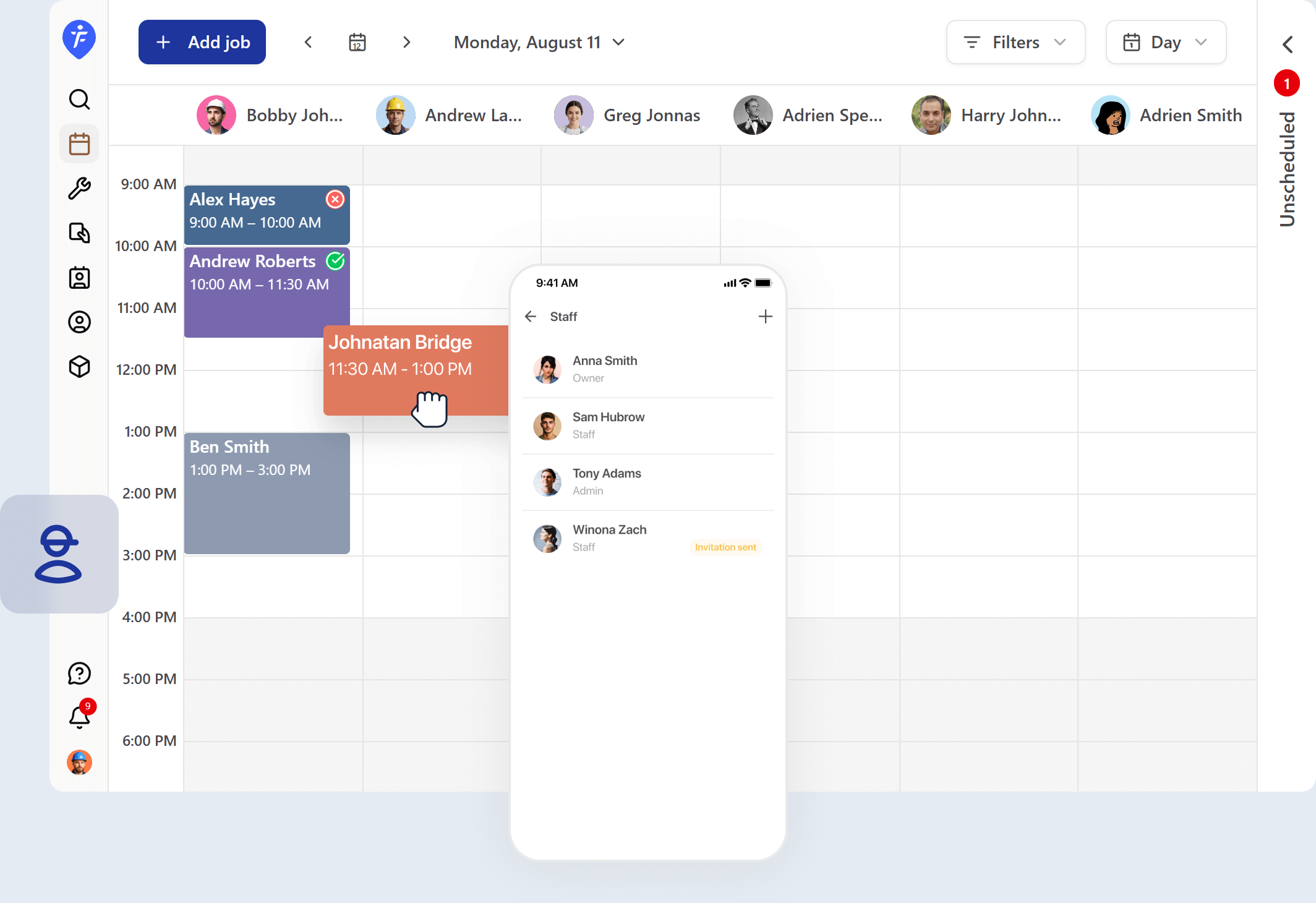 Simple staff scheduling for electricians