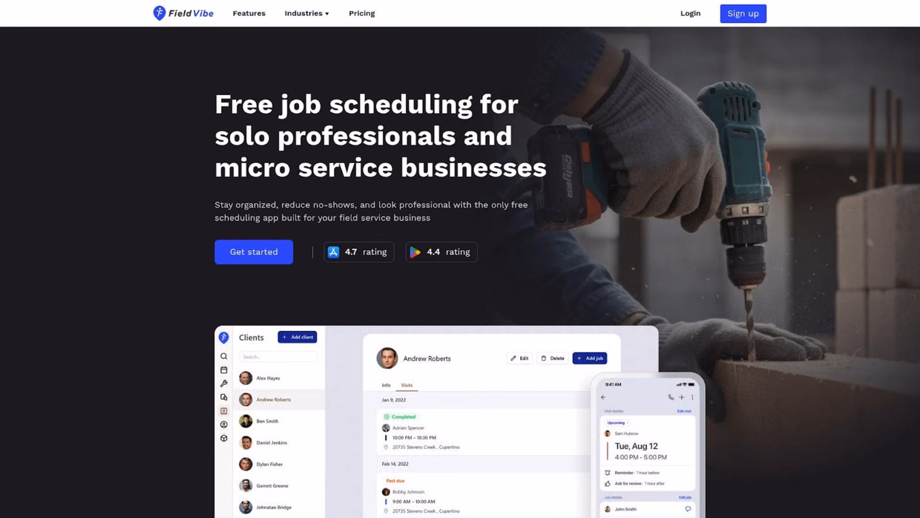 FieldVibe scheduling app for solo and micro field service businesses