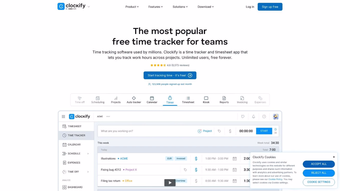 Clockify free time tracking tool