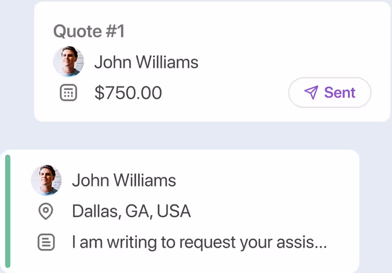 Turning a request into a quote in FieldVibe