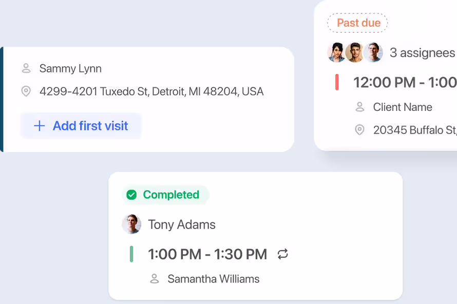 A job with multiple visits in FieldVibe