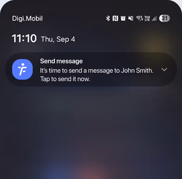 Tapping to send a reminder text in FieldVibe
