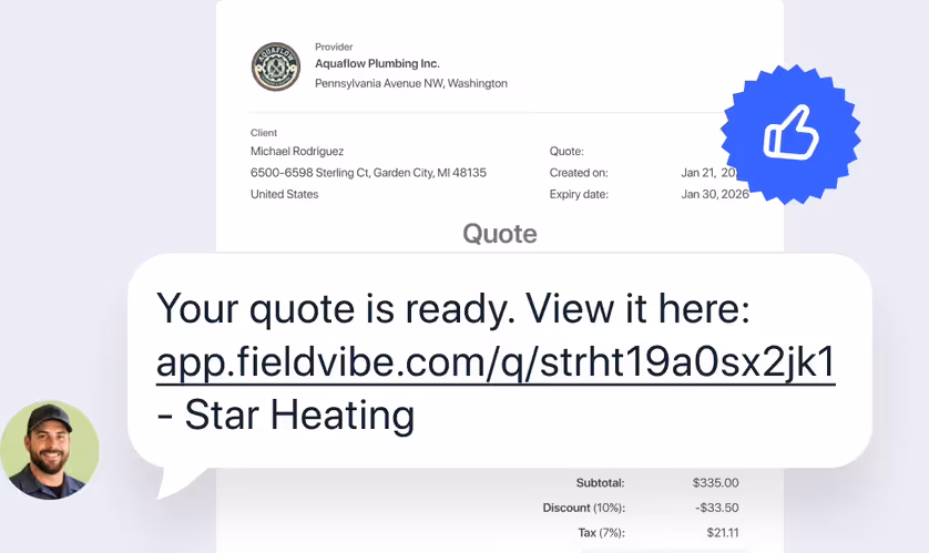 Text message with a quote link in front of the quote it opens