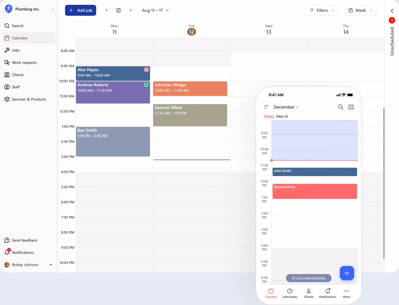 The FieldVibe calendar on desktop and mobile