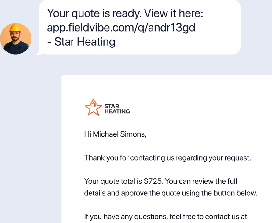 Sharing a quote by text, email, or PDF