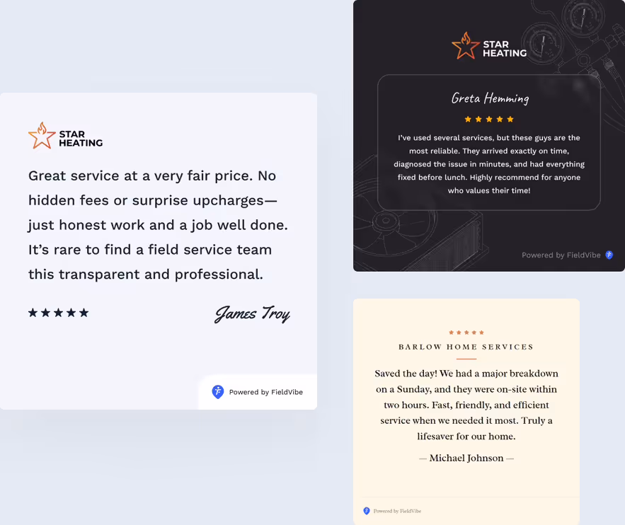 Review templates ready to share on social media