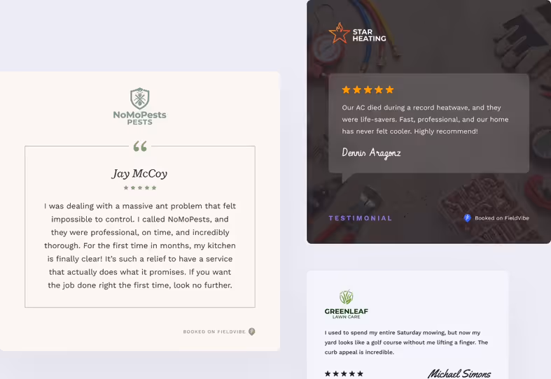 Client reviews turned into three branded social media images