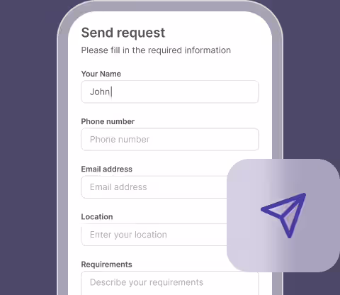 Send request form being filled in on a phone