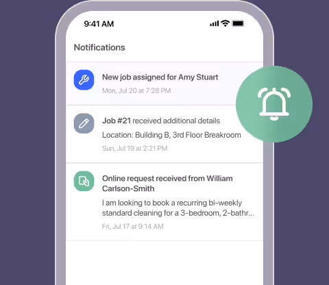 Notifications list with a new online request