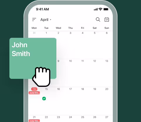 Visit being dragged to another day on a phone calendar