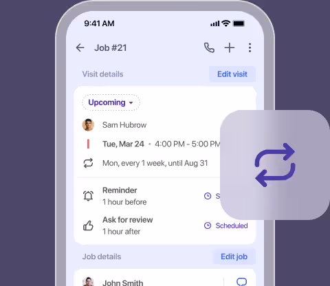 Recurring job created from the request, with visit details