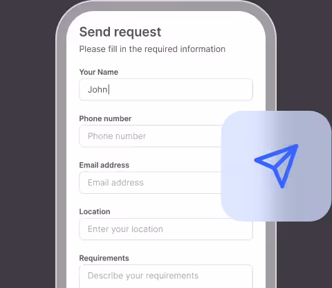 Work request form being filled in on a phone