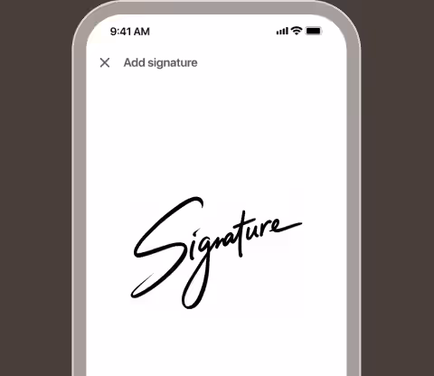 Add signature screen on a phone with a client signature
