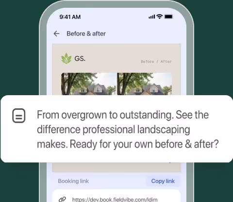 Before and after post with an AI-written caption