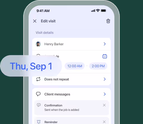 Edit visit screen with a new date picked