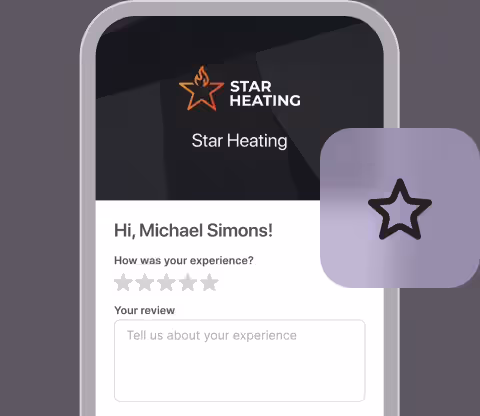 Review page asking the client how their experience was