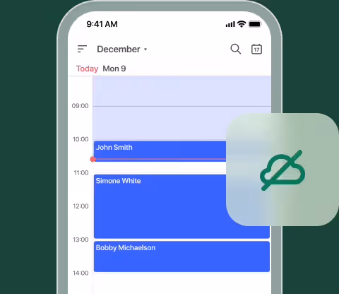 Day schedule on a phone with the offline icon
