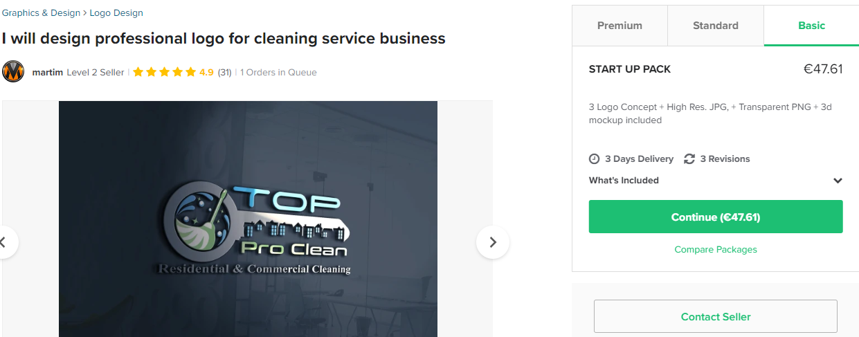 cleaning services logo example on fiverr.com