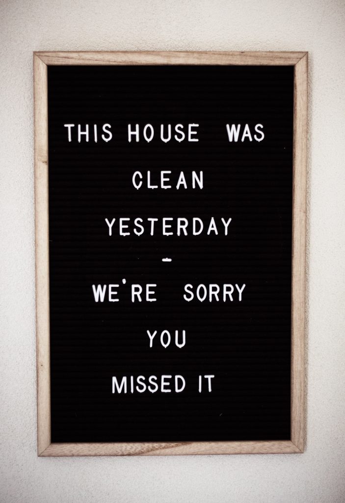 cleaning joke: this house was clean yesterday. we're sorry you missed it