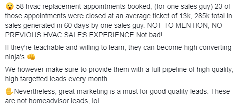 HVAC lead generation - Fb group post