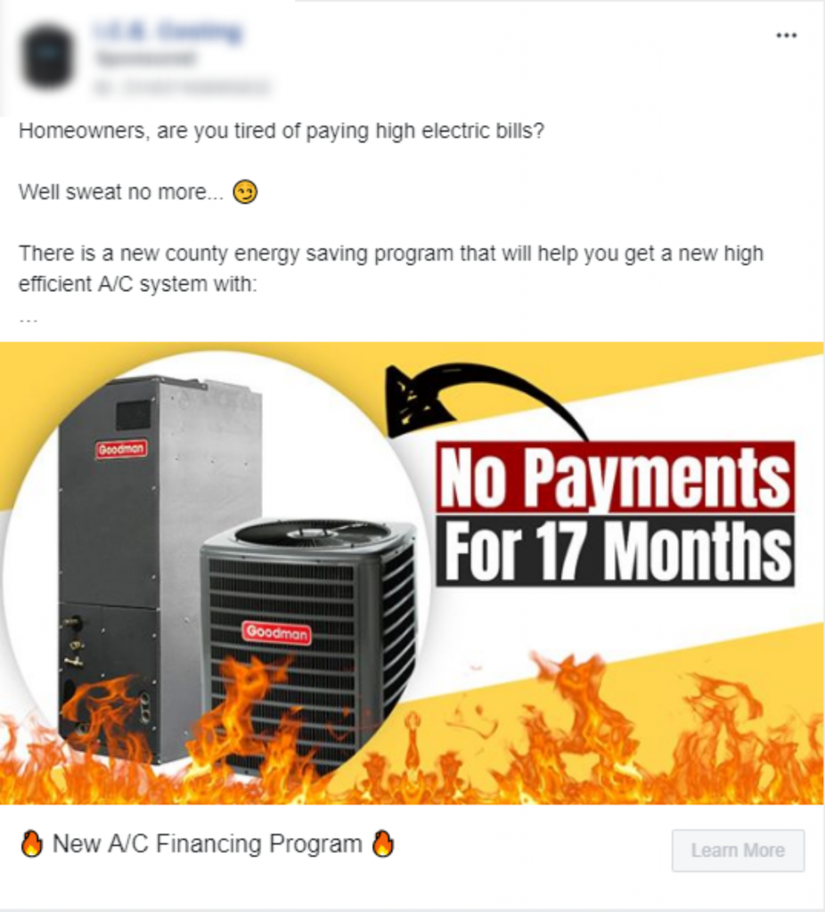 HVAC leads generation Facebook Ad 